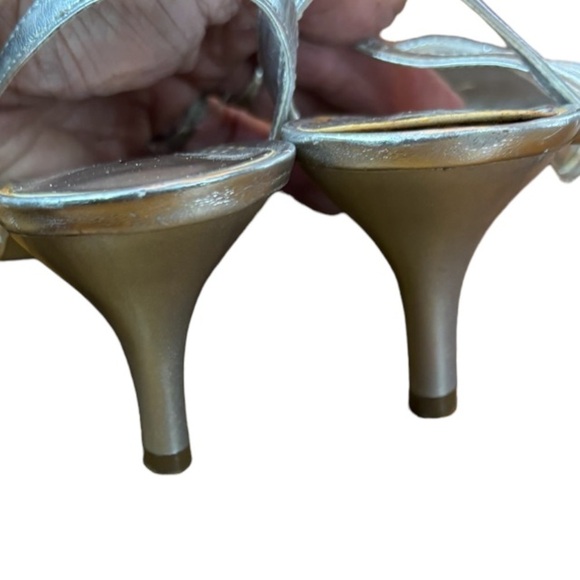 Lava Silver Sandals with Rhinestones Size 11 Silver Strappy Heels w/ Ankle Strap - Picture 8 of 12